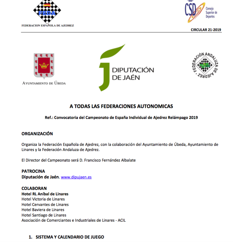 Campeonato de Espa&ntilde;a Individual de Ajedrez Relampago 2019